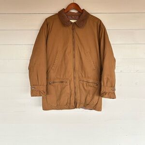 Eddie Bauer Brown Trench Coat with Leather Collar